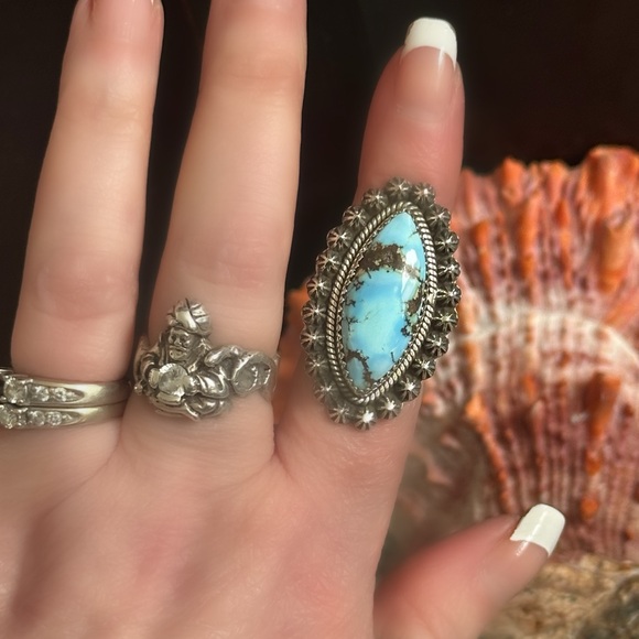 Golden Hills Turquoise Southwestern Sterling Silver Ring - Picture 2 of 7